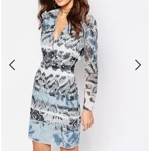 Reiss Valetta Wrap Dress in Mixed Print Size 8